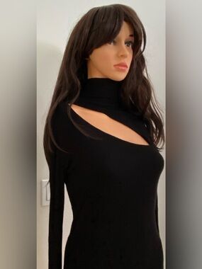 NEW MICHAEL LAUREN ASYMMETRICAL BLACK LONG SLEEVE TOP